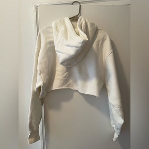 Aritzia TNA White Crop Hoodie